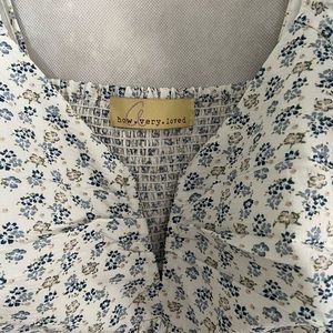 Boho fit and flare floral blouse, plunging v